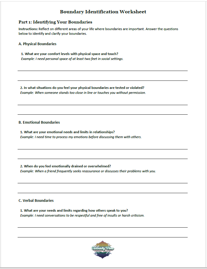 Worksheet for Boundary Identification