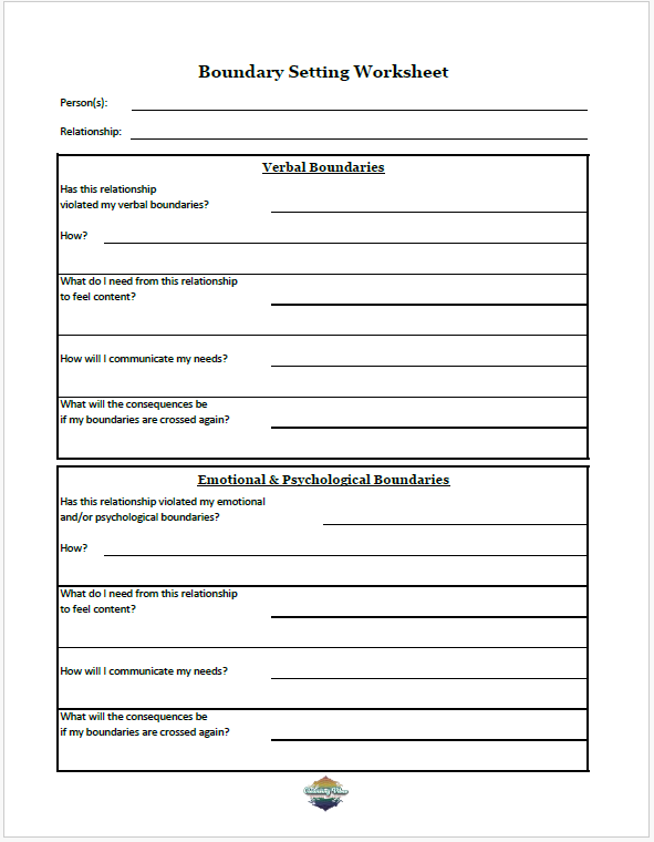 Worksheet for Setting Boundaries